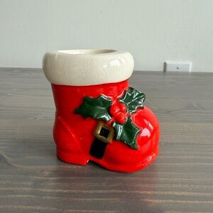 Vintage ceramic Santa boot